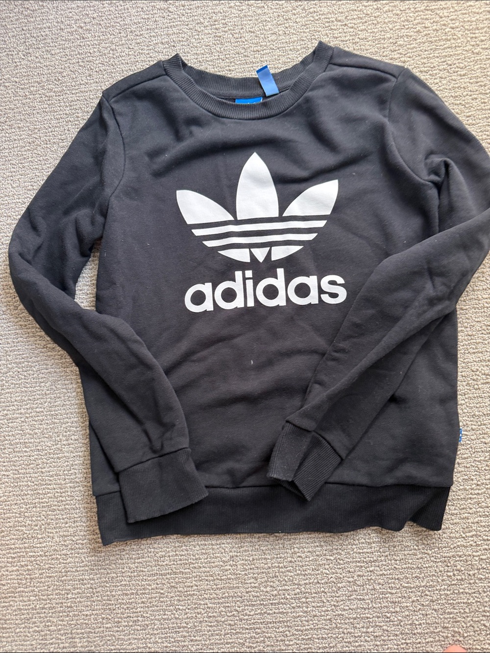 adidas Black Crewneck Sweatshirt with White Trefoil
